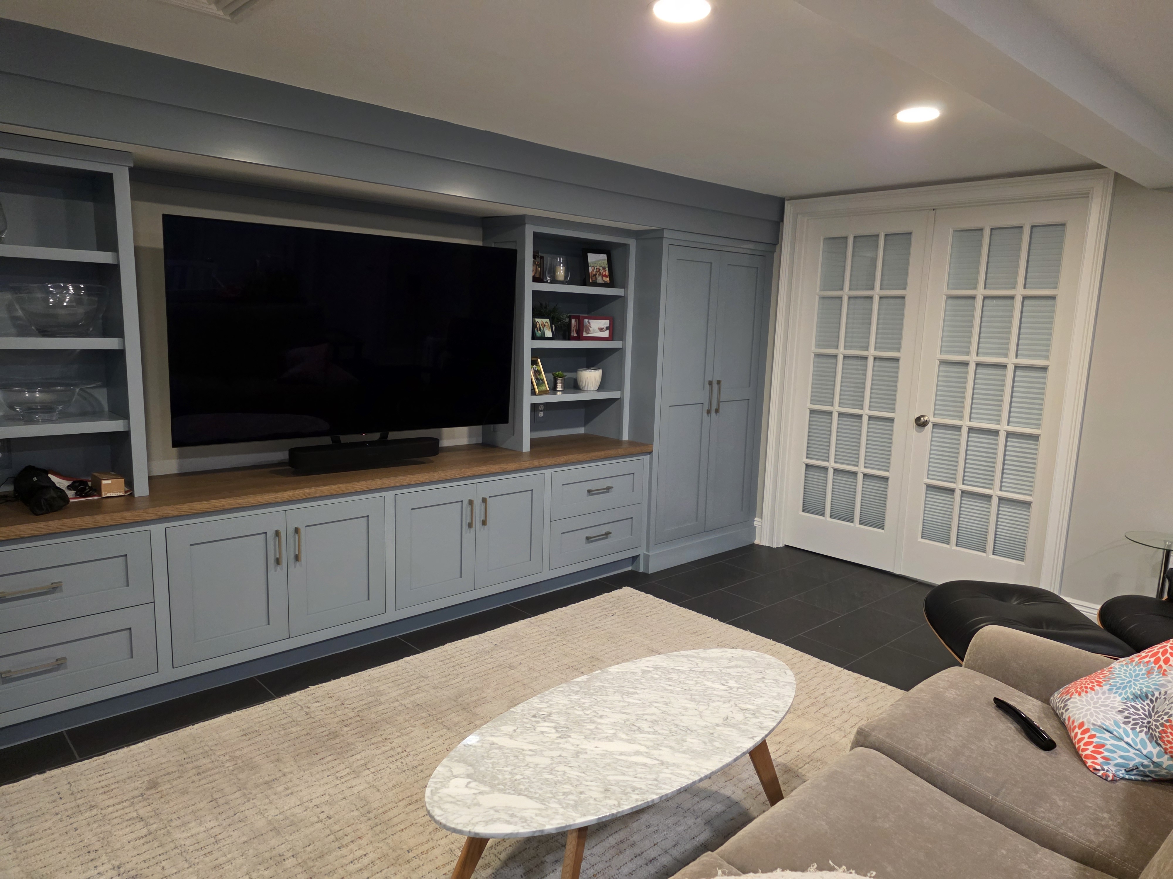Custom entertainment center with storage