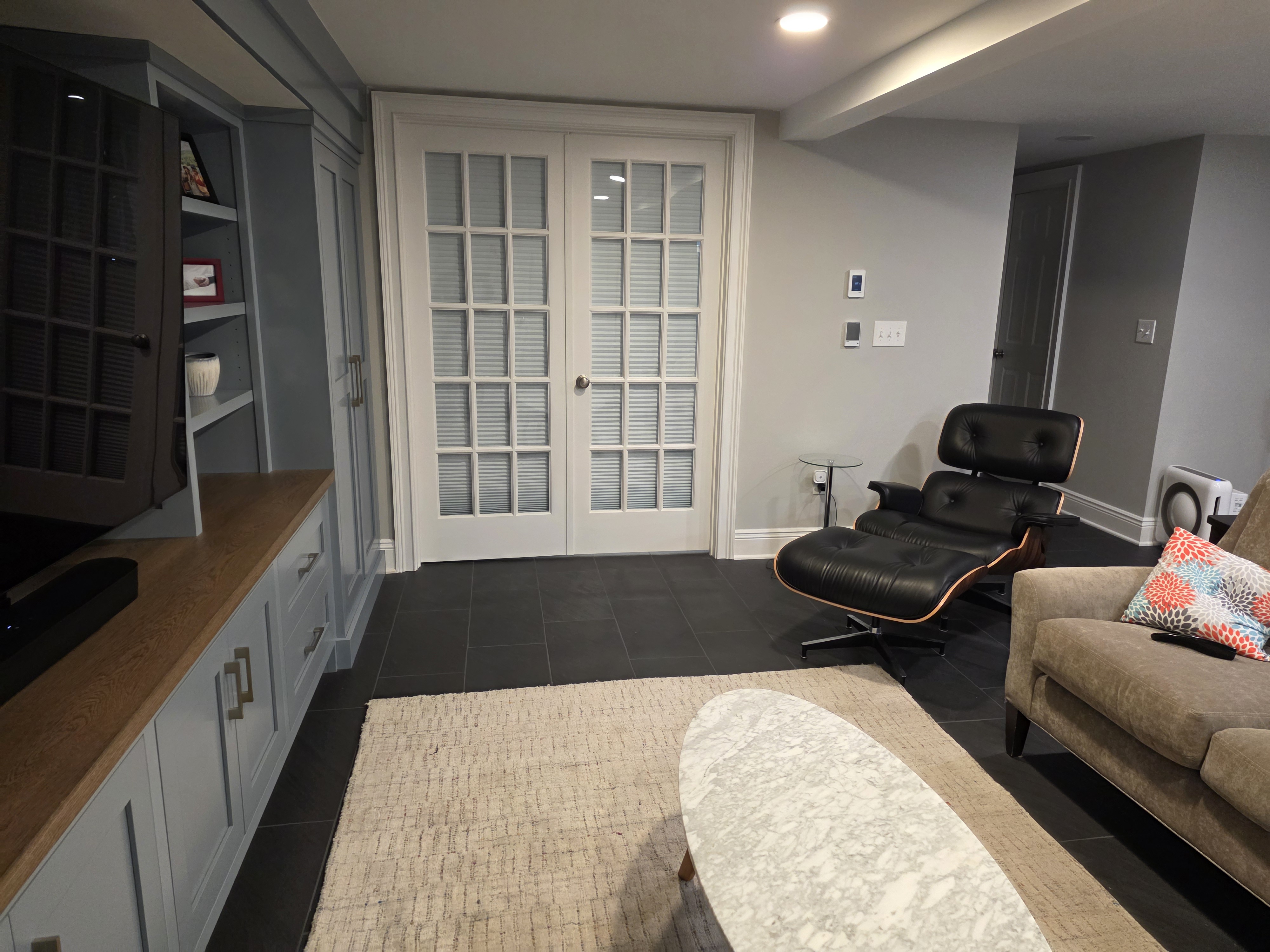 Entertainment center with built-in shelving