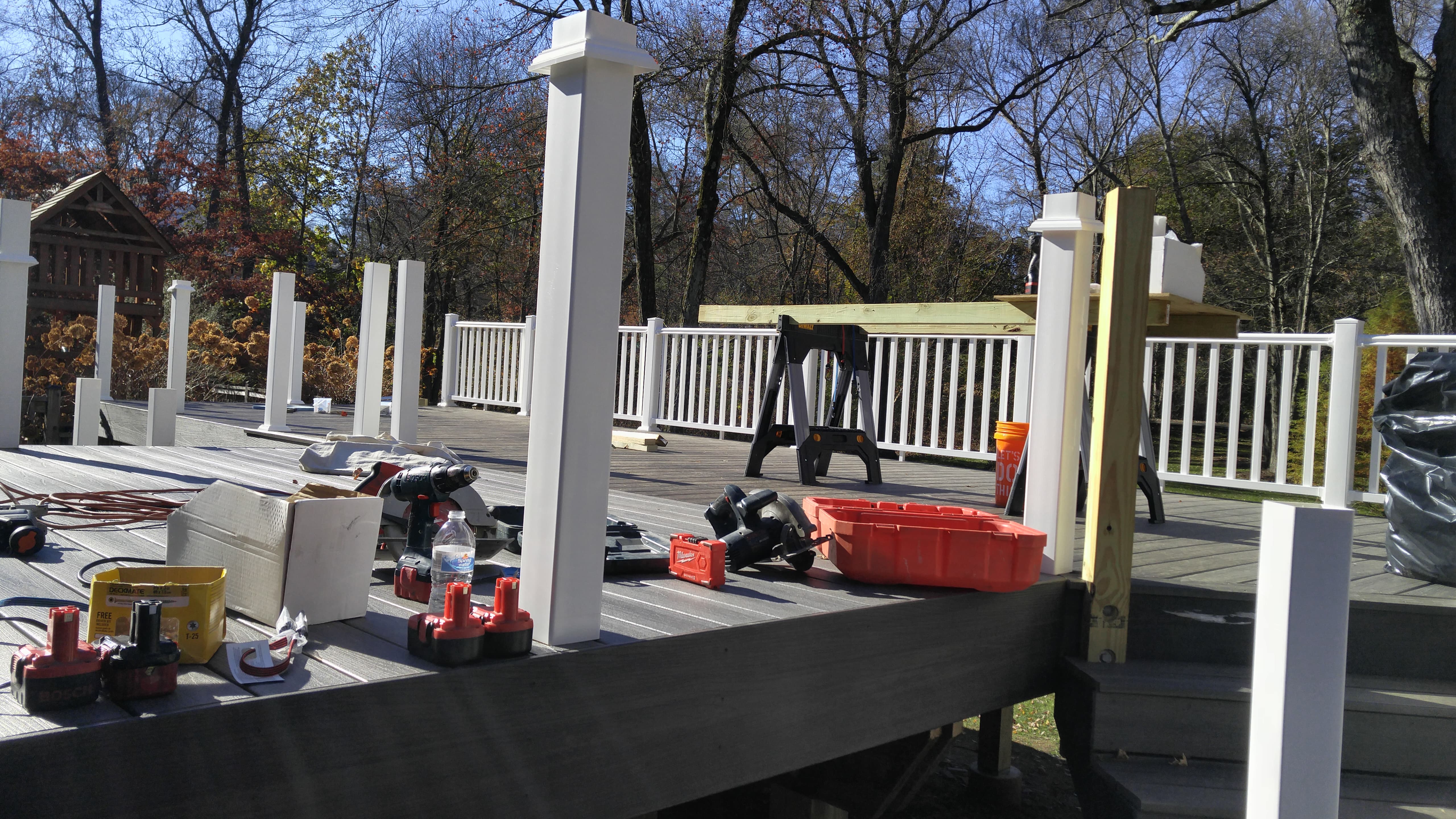 Deck construction showing stairs detail